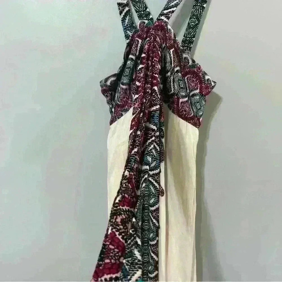 Xhilaration Tie-Front Maxi Dress Size XS Ivory Beach Boho Summer Vacations - Picture 7 of 12